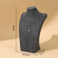 Dark gray velvet bust mannequin necklace display stand for jewelry storage 34cm height - 34cm Height / Dark Gray Velvet