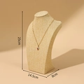 Portrait bust necklace display stand in beige linen with gold wing pendant necklace - 25cm Height / Hemp Fabric