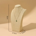 Beige burlap mannequin bust jewelry stand with green clover necklace display 30cm height - 29cm Height / Hemp Fabric