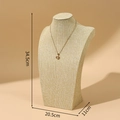 Beige linen jewelry mannequin bust display for necklaces, dimensions 34.5x20.5x11cm - 34cm Height / Hemp Fabric
