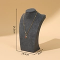 Gold chain heart necklace with red enamel and white crystals on a gray velvet stand - 25cm Height / Dark Gray Velvet