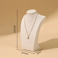 Golden heart necklace on 24.5cm beige jewelry display bust with size annotations - 24cm Height / Beige Velvet