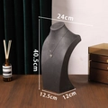Dark grey velvet portrait necklace bust display stand 40.5cm height for jewelry shops - 40cm Height / Black Leather