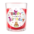 Red scented candle in glass jar with Happy Birthday label for party gift - Clear Cup - Red Wax - Grand Banquet