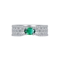 Anillo de plata S925 con esmeralda ovalada y detalles de hojas con diamantes finos - US 6 / Verde esmeralda