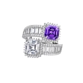 Luxuriöser 925 Silberring mit quadratischen lila und klaren synthetischen Edelsteinen - US 6 / Amethyst (KR-0656)