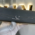 Double-layered S925 sterling silver star and moon bracelet with shimmering cubic zirconia - Silver