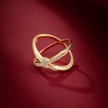 Minimalist S925 sterling silver knot ring with 18K gold plating and pavé zircon stones - US 6 / Gold