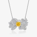 Collar de mariposa en plata S925 con gema amarilla de corte radiant y diamantes blancos - Plata 925 / Collar de Circonita Amarilla
