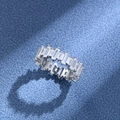 Elegant S925 sterling silver baguette-cut eternity ring with sparkling trapezoidal stones - US 7 / Rectangular Style (0688)