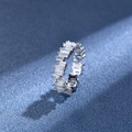 S925 sterling silver trapezoid cut zirconia ring with high polished finish for women - US 7 / Rhombus Style (0689)