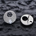 Orecchini a perno a disco pavé in argento S925 con pietra gialla a forma di pera - Argento 925 / Strass Bianchi