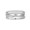 Anello incrociato multistrato in argento S925 placcato oro 18k con zirconi scintillanti - US 6 / Argento