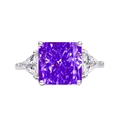 925 silver ring with 10x10mm square purple cushion cut stone and triangle side gems - Purple Diamond 8#
