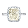 Light yellow radiant cut 13ct gemstone halo ring in 925 sterling silver band - Pale Yellow