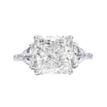 Classic 925 silver radiant cut diamond ring with triangle side stones and white finish - Pure White 1#
