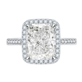 Radiant cut 925 sterling silver ring with morganite orange stone and halo diamonds - US 6 / Color 1