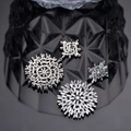 Sparkling S925 sterling silver snowflake earrings with radiant cubic zirconia stones - 925 Silver / Silver