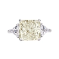 925 silver ring with 10mm yellow radiant cut stone and triangular side diamonds - Light Yellow 25#