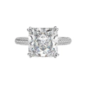 Radiant cut 10 carat carbon diamond ring with silver band and side stone accents - US 7 / White