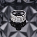 Sparkling S925 sterling silver stacked ring set featuring micro-paved cubic zirconia stones - US 6 / Silver Ring Set