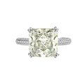 10-Karat Radiant-Schnitt roter Kohlenstoffdiamantring mit Pavé-Silberband - Hellgelb