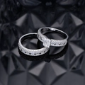 Elegant S925 sterling silver rectangular cubic zirconia bridal set with mirror reflection - US 6 / Silver Ring Set