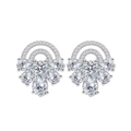 Elegant S925 silver arc earrings with pear-cut zircons and micro-pave diamonds - 925 Silver / Silver