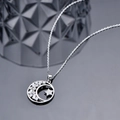 Collar de plata de ley S925 con colgante de estrella y luna con circonitas brillantes - Plata 925 / Plateado
