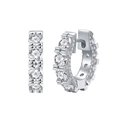 Elegantes pendientes de aro en plata S925 con pavé de circonitas claras brillantes - Plata 925 / Plateado