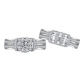 Juego de dos anillos de plata S925 con diseño de flor hueca y circonitas pavé - US 6 / Plateado
