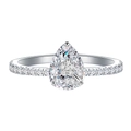 Exquisito anillo de pera con revestimiento floral de diamantes y banda plateada - US 6 / Plateado