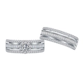 Ensemble de bagues flocon de neige en argent S925 avec motifs à vagues et zircon - US 6 / Ensemble de bagues en argent