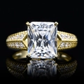 Golden 5.6ct ice-cut yellow diamond ring in S925 silver with rectangle gemstone - US 6 / White