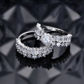 Sparkling S925 silver irregular snowflake stackable rings set with zircon diamonds - US 6 / Silver