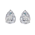 Pear cut crystal stud earrings with floral micro-pave design in silver finish - 925 Silver / Silver