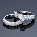 Set di anelli in argento sterling 925 con cluster rettangolare e finitura lucida a specchio - US 6 / Argento