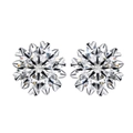 Classic 925 sterling silver snowflake stud earrings with 5mm sparkling round cubic zirconia - 925 Silver / Silver