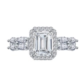 Emerald cut white crystal ring in 925 silver with marquise side stones for women - US 6 / Silver