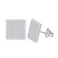 Boucles d'oreilles carrées en argent S925 avec pavé de zircones sur fond blanc pur - Argent 925 / Blanc
