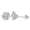 Klassische 8mm 6-Krallen-Ohrstecker aus 925er Silber mit Diamanten in zwei Ansichten gezeigt - 925er Silber / Weiß
