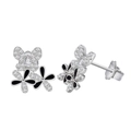 Pendientes de mariposa en plata S925 con esmalte negro y circonitas brillantes - Plata 925 / Blanco