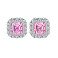Luxus-Ohrringe mit rosa Asscher-Schliff und hochkarätigem Diamanten aus 925 Silber - 925er Silber / Rosa Strass
