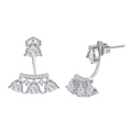 Sparkling S925 silver fan shaped ear jacket with trillion cut high carbon diamonds - 925 Silver / White