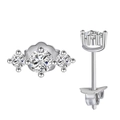 Orecchini a perno classici in argento S925 con tre pietre di zircone 5A scintillanti - Argento 925 / Bianco