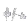 Orecchini a perno a forma di fulmine in argento sterling S925 con zirconi scintillanti - Argento 925 / Argento
