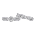 Sparkling snowflake sterling silver bridal set with baguette cut cubic zirconia - US 6 / Ring Set