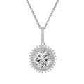 Elegante Halskette aus 925er Sterlingsilber mit einem 9,5 mm Halo-Kohlenstoffdiamant - 925er Silber / Silber