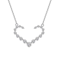 Elegante S925 Sterling Silber Herzkette mit glitzernden 5A Zirkonia Steinen für Damen - 925er Silber / Silber