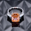 Anillo de plata 925 con una gran piedra preciosa naranja de corte radiant - Padparadscha Pink